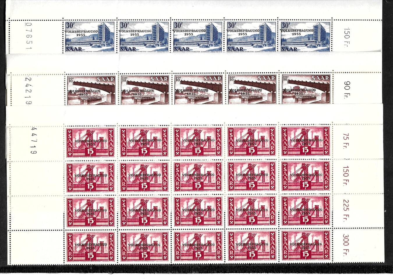 Saarland 1955 Kat Nr 362 64 Kpl Im 20er Bogenteil Kat Wert 40 