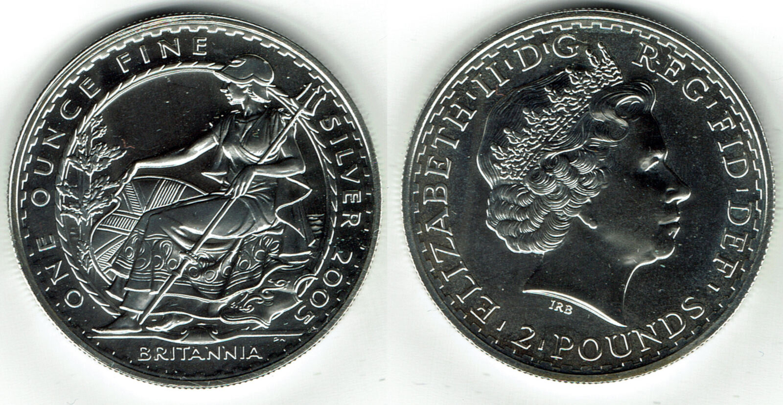 Gro britannien 2 Pounds 2005 Silberanlagem nze Britannia 1 Unze 