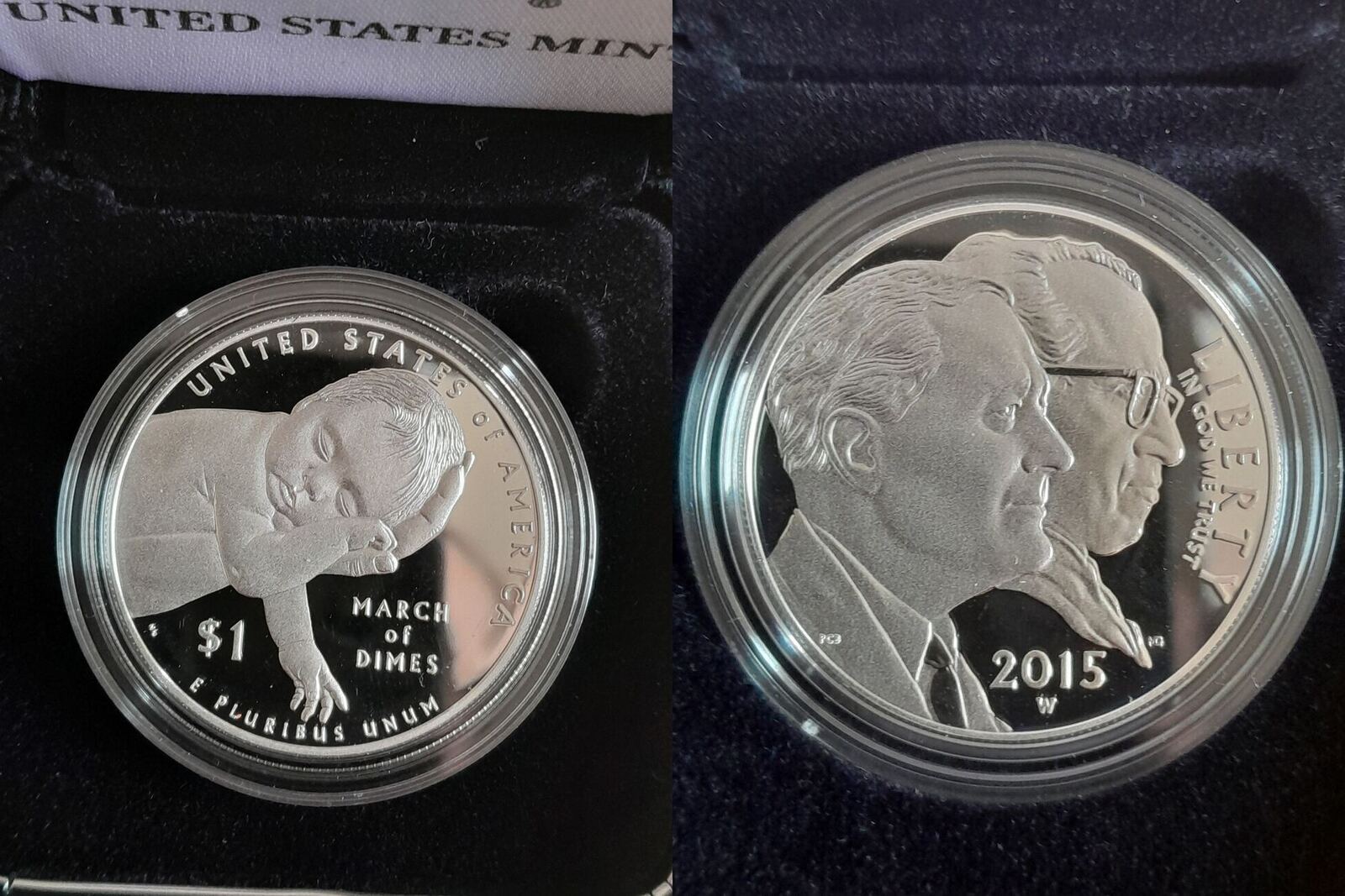 1 Dollar 2015 USA, SilberGedenkmünze, 75 Jahre March of Dimes, mit