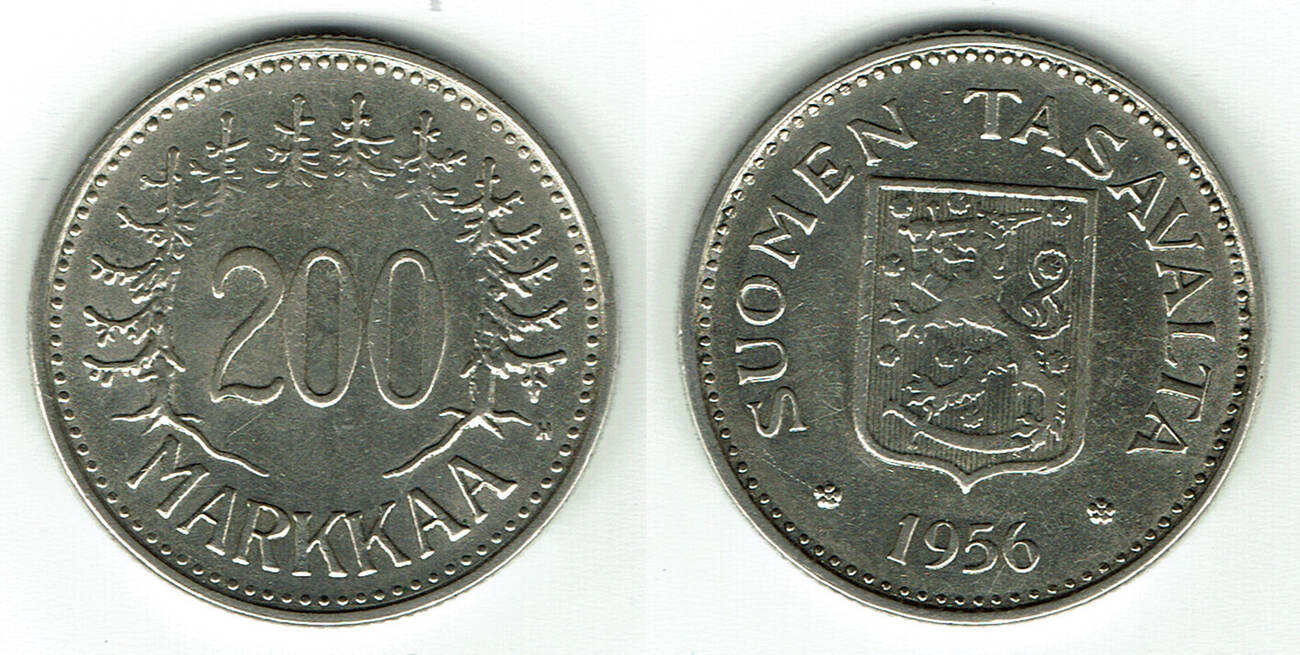 200 Markkaa Finnland, Kursmünze 1956, 200 Markaa, siehe Scan! gutes ...