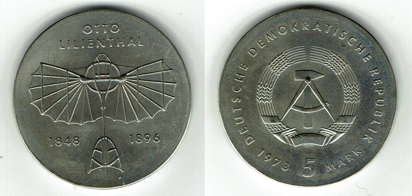 Deutsche Demokratische Republik 1973 DDR, 5 Mark Otto Lilienthal