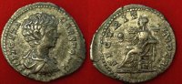 Römische Kaiserzeit - Geta Denar AR-Denar des Geta, Rv.: Sitzende Securitas mit Globus, SECVRIT IMPERII