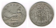 Spanien 2 Pesetas Spanien 1870, 2 Pesetas, Erhaltung siehe Scan!