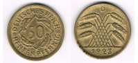 Weimarer Republik 50 Pfennig Weimarer Republik, 50 Pfennig (Rentenpefennig) 1923 D!