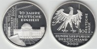 BRD 10 DM 10 DM, 10 Jahre Deutsche Einheit, PP (Spiegelglanz), 2000 D, in Kapsel!