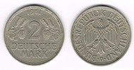 BRD 2 Mark 2 DM 1951 D, "Weinblatt und Weintraube", sehr schön!