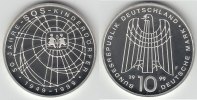 BRD 10 DM 10 DM, 50 Jahre SOS-Kinderdörfer, Spiegelglanz (PP), 1999 F, offen in Kapsel!