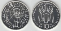 BRD 10 DM 10 DM, 50 Jahre SOS-Kinderdörfer, Spiegelglanz (PP), 1999 J, offen in Kapsel!