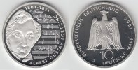 BRD 10 DM 10 DM, 200. Geb. Albert Gustav Lortzing, Spiegelglanz (PP), 2001 J, in Kapsel!