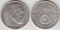 Drittes Reich 5 Reichsmark Drittes Reich, 5 Reichsmark 1936 F, Hindenburg mit HK!