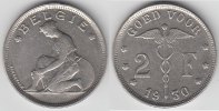 Belgien 2 Francs Belgien, König Albert I., 2 Francs 1930, Typ Bonnetain. Erhaltung siehe Scan!