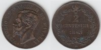 Italien 2 Centesimi Italien 1867, 2 Centesimi, <i>Vittorio Emanuele II.</i>, siehe Scan! -