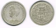 Niederlande 25 Cents Niederlade 1913, Wilhelmina, 25 Cent, Erhaltung siehe Scan!
