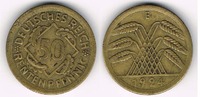 Weimarer Republik 50 Pfennig Weimarer Republik, 50 Pfennig (Rentenpefennig) 1924 E!
