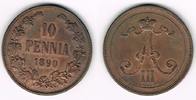 Finnland 10 Penniä Finnland 1890, 10 Penniä, Alexander III., Erhaltung siehe Scan!