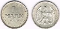 Weimarer Republik 1 Mark Weimarer Republik, Kursmünze 1 Mark 1924 A, Erhaltung siehe Scan!