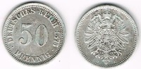 Deutsches Kaiserreich 50 Pfennig Kaiserreich, Kursmünze 50 Pfennig, 1876 J, Erhaltung siehe Scan! Ungereinigt