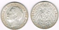 Baden 3 Mark Kaiserreich, Baden, Friedrich II., 3 Mark 1914 G, Erhaltung siehe Scan!