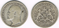 Schweden 1 Krona Schweden 1906, 1 Krone, Oskar II., Erhaltung siehe Scan!