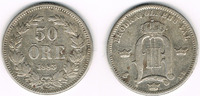Schweden 50 Öre Schweden 1883, 50 Öre, Oskar II., Erhaltung siehe Scan!
