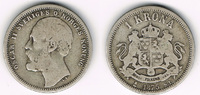 Schweden 1 Krona Schweden 1875, 1 Krone, Oskar II., Erhaltung siehe Scan!