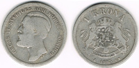 Schweden 1 Krona Schweden 1883, 1 Krone, Oskar II., Erhaltung siehe Scan!