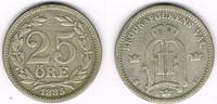 Schweden 25 Öre Schweden 1885, 25 Öre, Oskar II., Erhaltung siehe Scan!