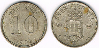 Schweden 10 Öre Schweden 1907, 10 Öre, Oskar II., Erhaltung siehe Scan!