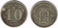 Schweden 10 Öre Schweden 1892, 10 Öre, Oskar II., Erhaltung siehe Scan!