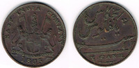 Britisch Ostindien - Britische Ostindien Kompanie 5 Cash Ost-Indien Kompanie (East India Company), 5 Cash 1803, siehe Scan!