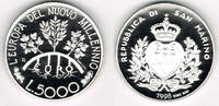 San Marino 5000 Lire Silbergedenkmünze 5000 Lire Pflanzen Europas, siehe Scan