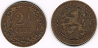 Niederlande 2 1/2 Cent Niederlade 1905, 2 1/2 Cent, Wilhelmina I., Erhaltung siehe Scan!