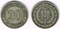 Deutsches Kaiserreich 20 Pfennig Kaiserreich, Kursmünze 20 Pfennig, 1888 A, Erhaltung siehe Scan!