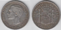 Spanien 5 Pesetas Spanien 1878, Peseta, Alfonso XII. Erhaltung siehe Scan!