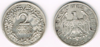 Weimarer Republik 2 Mark Weimarer Republik, Kursmünze 2 Mark 1925 E, Erhaltung siehe Scan!