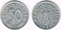 Drittes Reich 50 Pfennig 3. Reich, 1941 B, Kursmünze 50 Pfennig, Jaeger Nr. 372