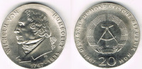 Deutsche Demokratische Republik 20 Mark DDR, Gedenkmünze 20 Mark "Wilhelm von Humboldt", Erhaltung siehe Scan!