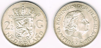 Niederlande 2 1/2 Gulden Niederlande, Juliana, Kursmünze 2 1/2 Gulden 1959, Silber, Erhaltung siehe Scan!