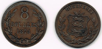 Guernsey 8 Doubles Guernsey, Kursmünze 8 Doubles 1874, Erhaltung siehe Scan!