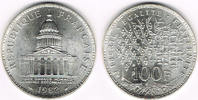 Frankreich 100 Francs Frankreich, Silbermünze 100 Francs 1982, Baum / Pantheon, Erhalt siehe Scan