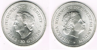 Niederlande 10 Gulden Niederlande, Gedenkmünze 10 Gulden, Silber, Juliana