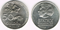 Niederlande 50 Gulden Silbergedenkmünze, 50 Gulden Holländisch-Amerikanische Freundschaft", Löwe