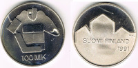Finnland 50 Markaa Finnland 1991, Eishockey Weltmeisterschaft", 100 Markaa, siehe scan