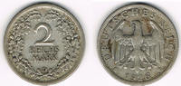 Weimarer Republik 2 Mark Weimarer Republik, Kursmünze 2 Mark 1926 D, Erhaltung siehe Scan!