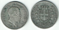 Italien 1 Lira Italien, Kursmünze 1 Lira 1863, Vittorio Emanuele II., Erhaltung siehe Scan