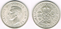 Großbritannien 1 Florin (Two shilling) Florin (Two shilling) 1940, Georg VI., 11,31 g 500er Silber