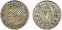 Norwegen 50 Öre Norwegen 1896, 50 Öre, Oscar II., Erhaltung siehe Scan!