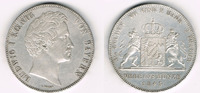 Bayern Doppeltaler - 3 1/2 Gulden Doppeltaler 1843, König Ludwig I., Königswappen mit 2 Löwen, siehe Scan!