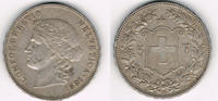 Schweiz 5 Franken Schweiz 1891, 5 Franken Kursmünze, Helvetia n. rechts / Wappen siehe Scan!