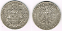 Hamburg 5 Mark Kaiserreich, Hamburg, 5 Mark 1876 J, Stadtwappen, Erhaltung siehe Scan!